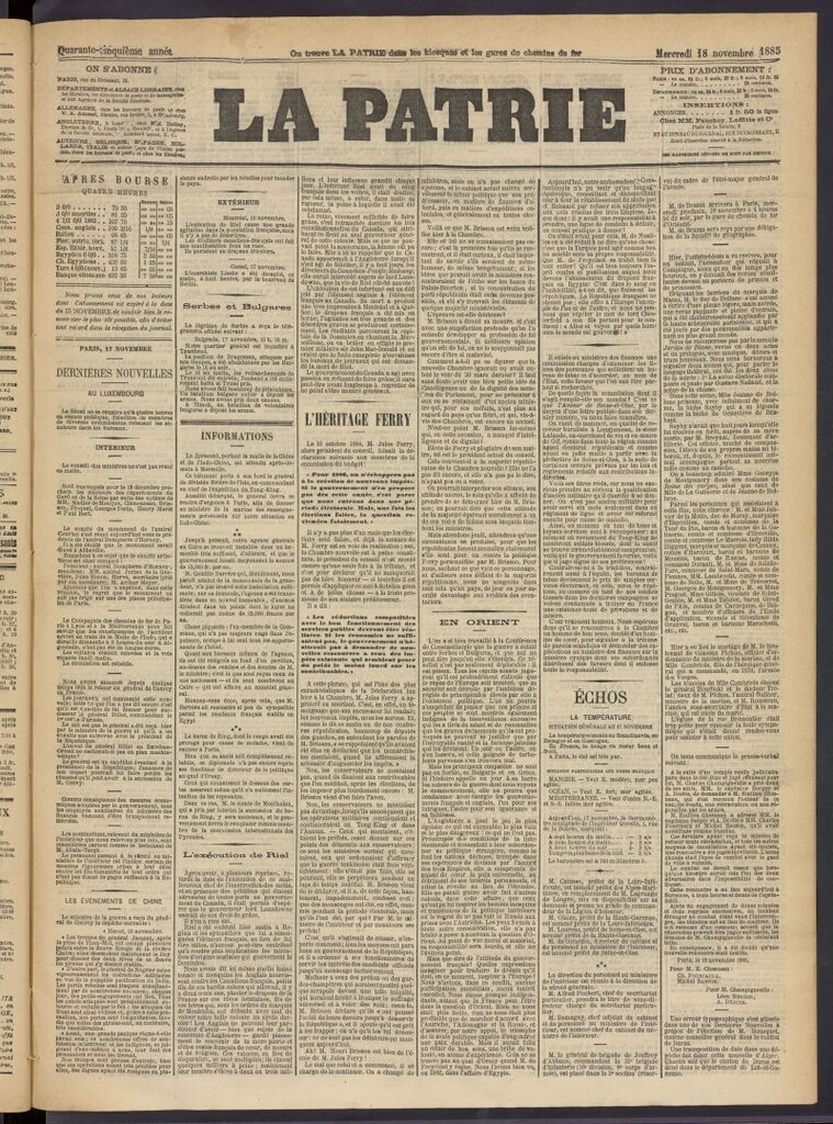 Miniatura de La Patrie del 18 de noviembre de 1885