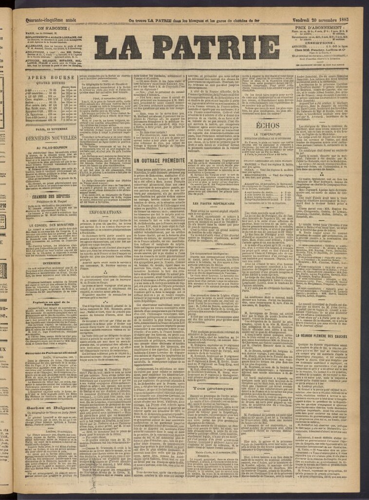 Miniatura de La Patrie del 20 de noviembre de 1885