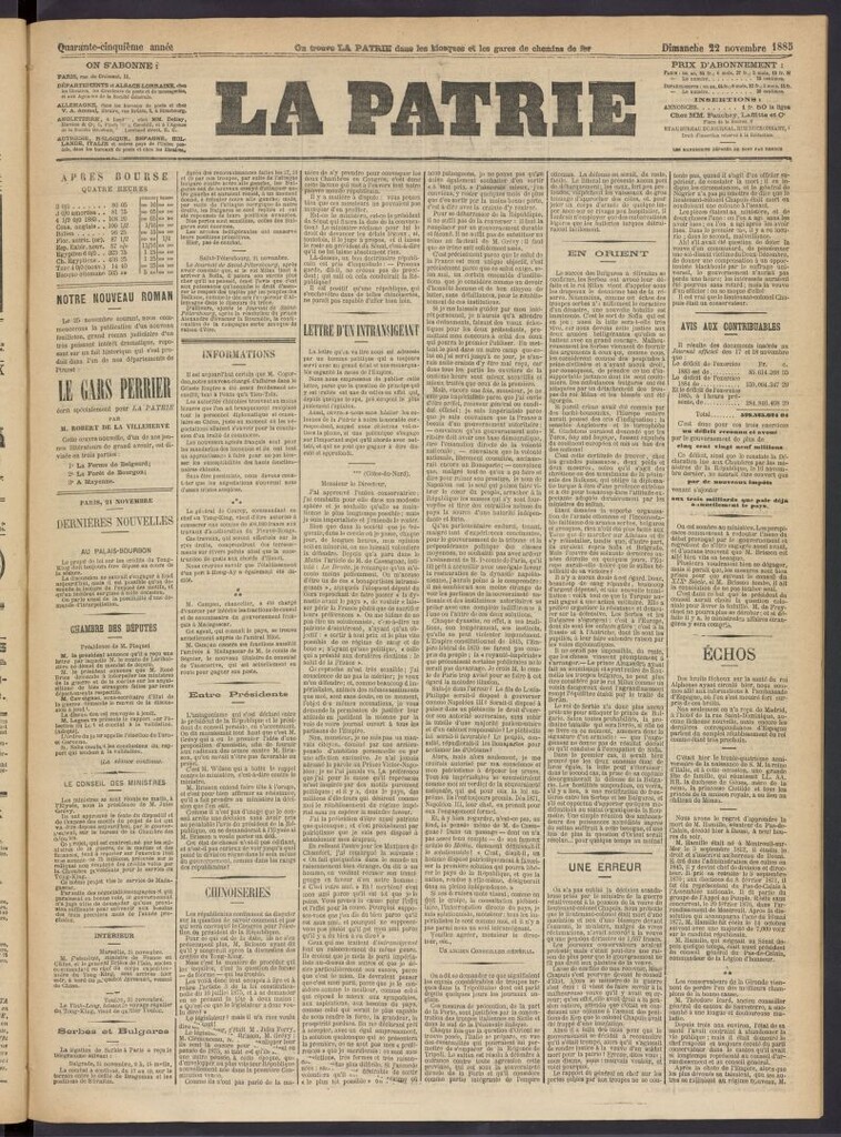 Miniatura de La Patrie del 22 de noviembre de 1885