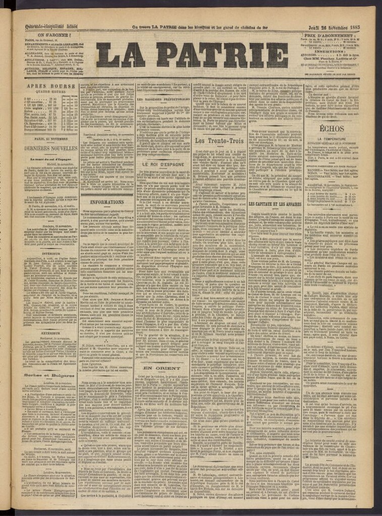 Miniatura de La Patrie del 26 de noviembre de 1885