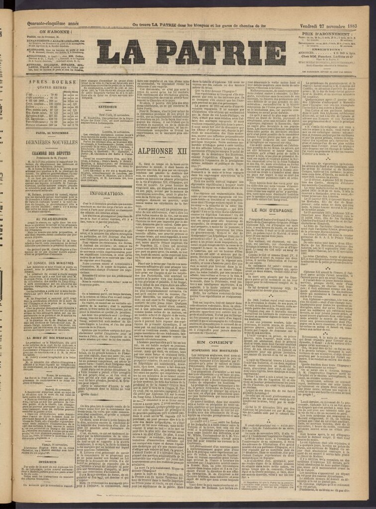 Miniatura de La Patrie del 27 de noviembre de 1885