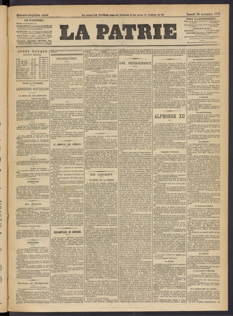 Miniatura de La Patrie del 28 de noviembre de 1885