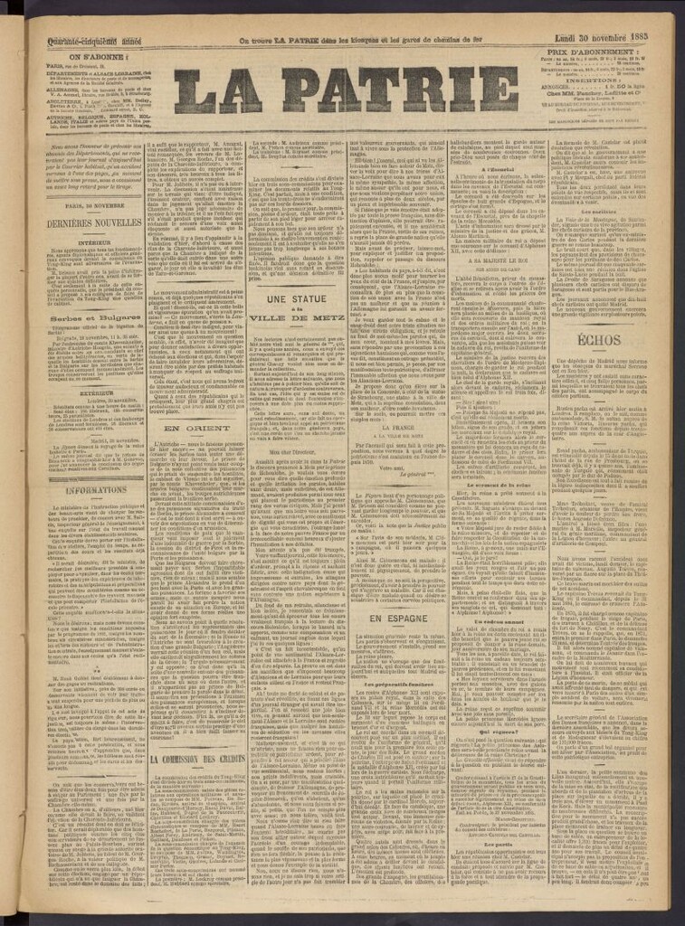 Miniatura de La Patrie del 30 de noviembre de 1885