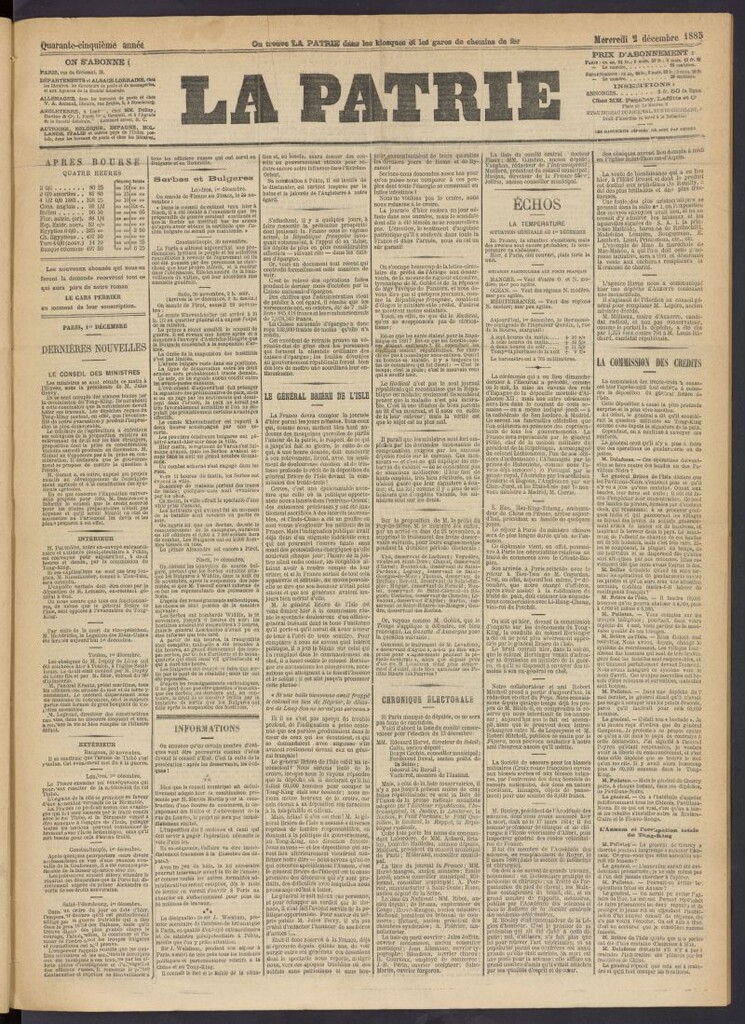 Miniatura de La Patrie del 2 de diciembre de 1885