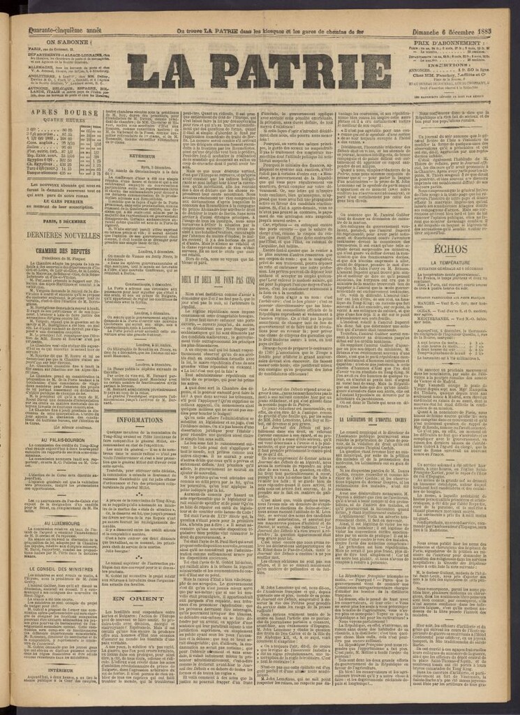 Miniatura de La Patrie del 6 de diciembre de 1885