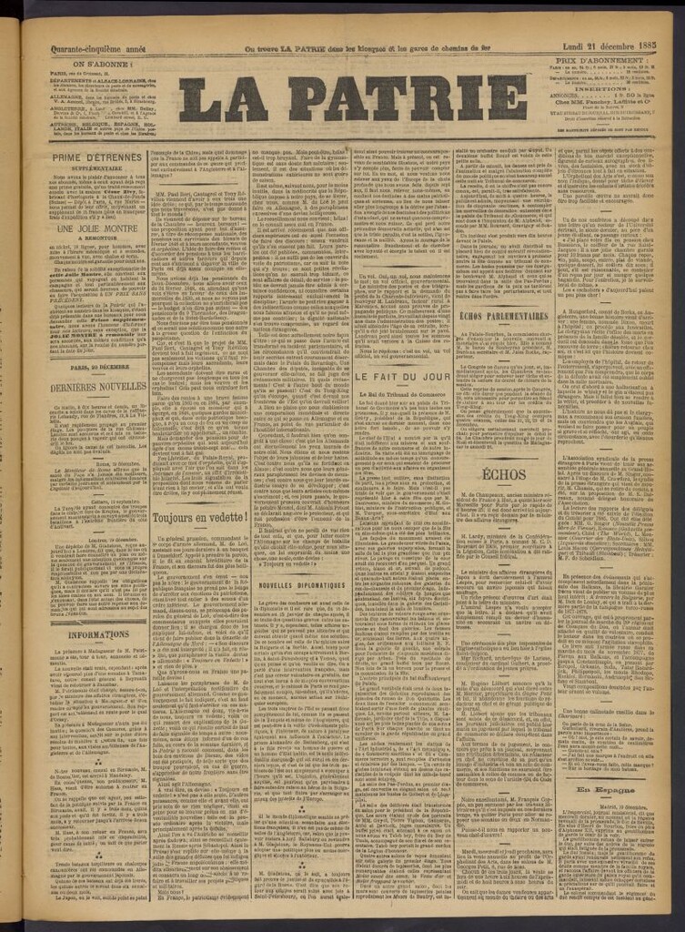 Miniatura de La Patrie del 21 de diciembre de 1885