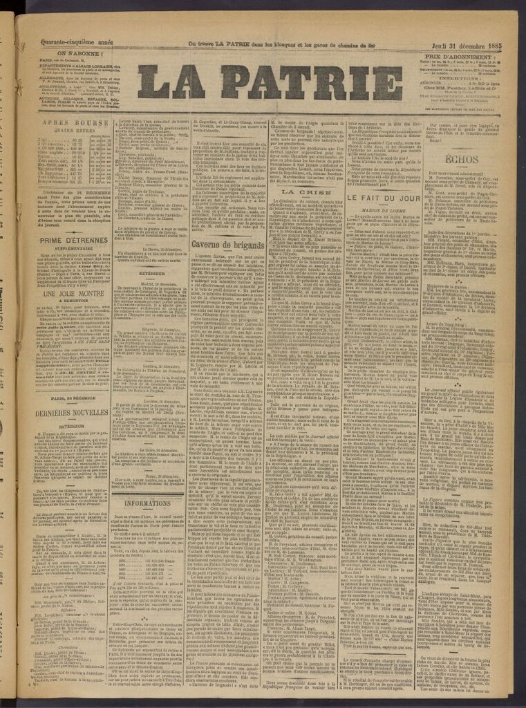 Miniatura de La Patrie del 31 de diciembre de 1885
