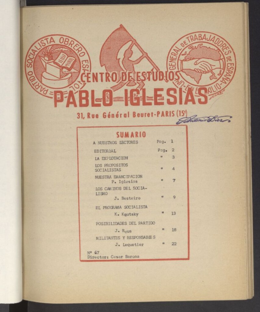 Miniatura de Centro de estudios Pablo Iglesias : [boletín]