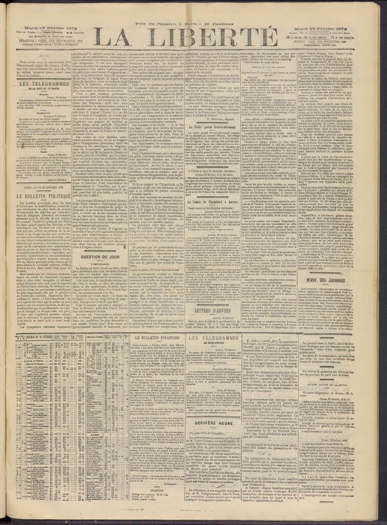 Miniatura de La Liberté del 27 de febrero de 1872