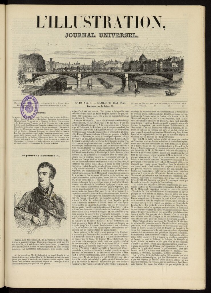 Miniatura de L´Illustration : journal universel del 20 de mayo de 1843, nº 12