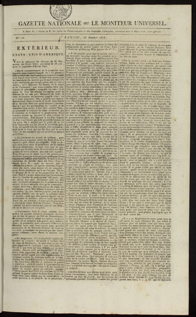 Miniatura de Gazette Nationale ou le Moniteur Universel del 16 de enero de 1808, nº 16