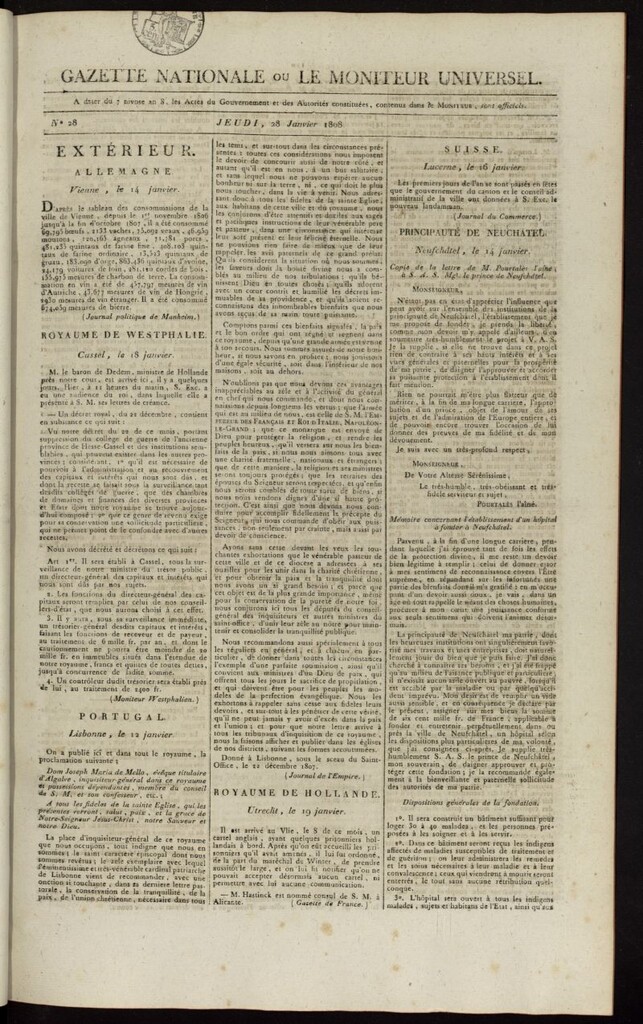 Miniatura de Gazette Nationale ou le Moniteur Universel del 28 de enero de 1808, nº 28