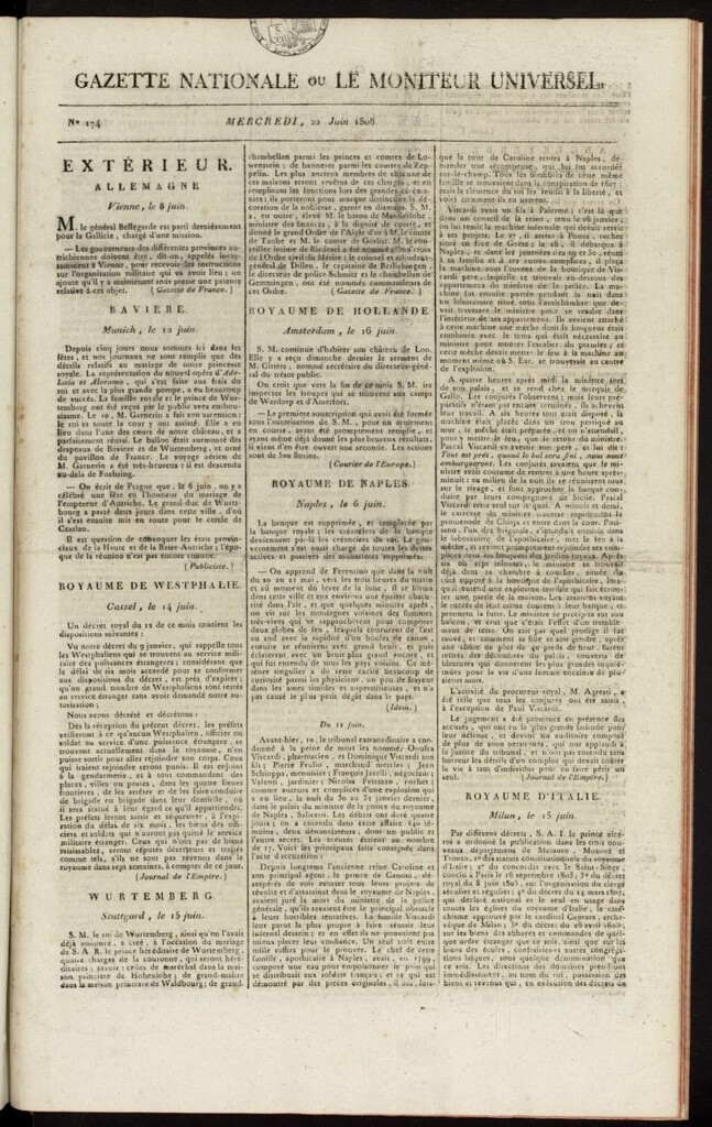 Miniatura de Gazette Nationale ou le Moniteur Universel del 22 de junio de 1808, nº 174