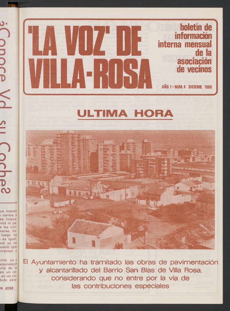 Miniatura de La Voz de Villa-Rosa: boletín informativo mensual de la asociación de vecinos