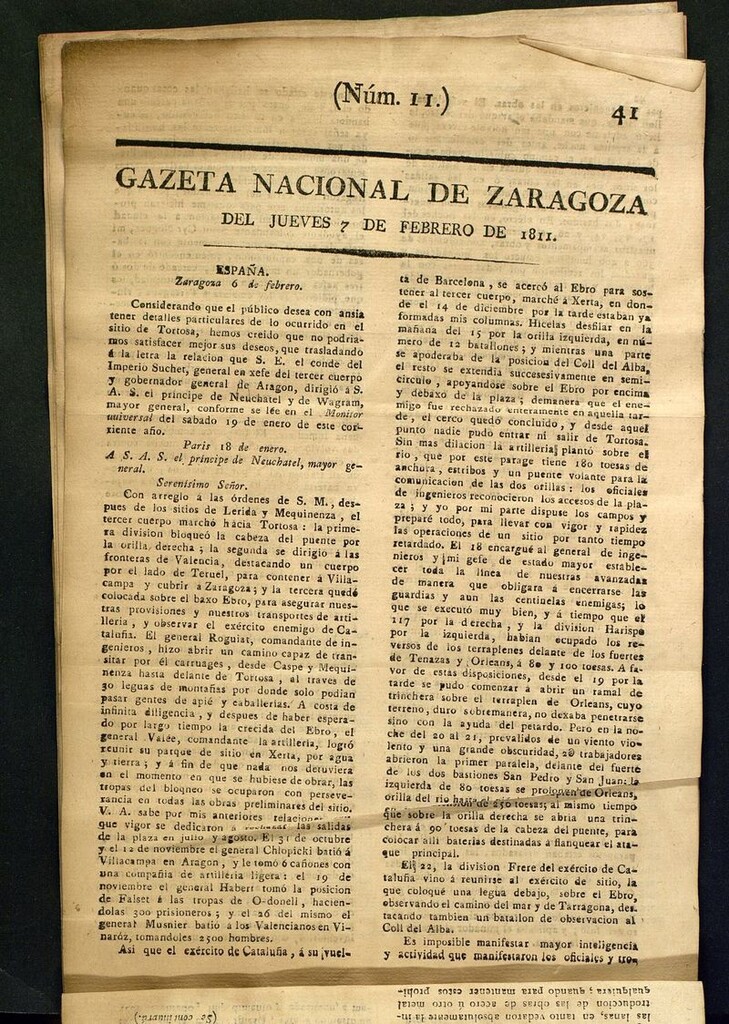 Miniatura de Gazeta de Zaragoza del 7 de febrero de 1811