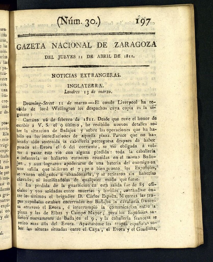 Miniatura de Gazeta de Zaragoza del 11 de abril de 1811