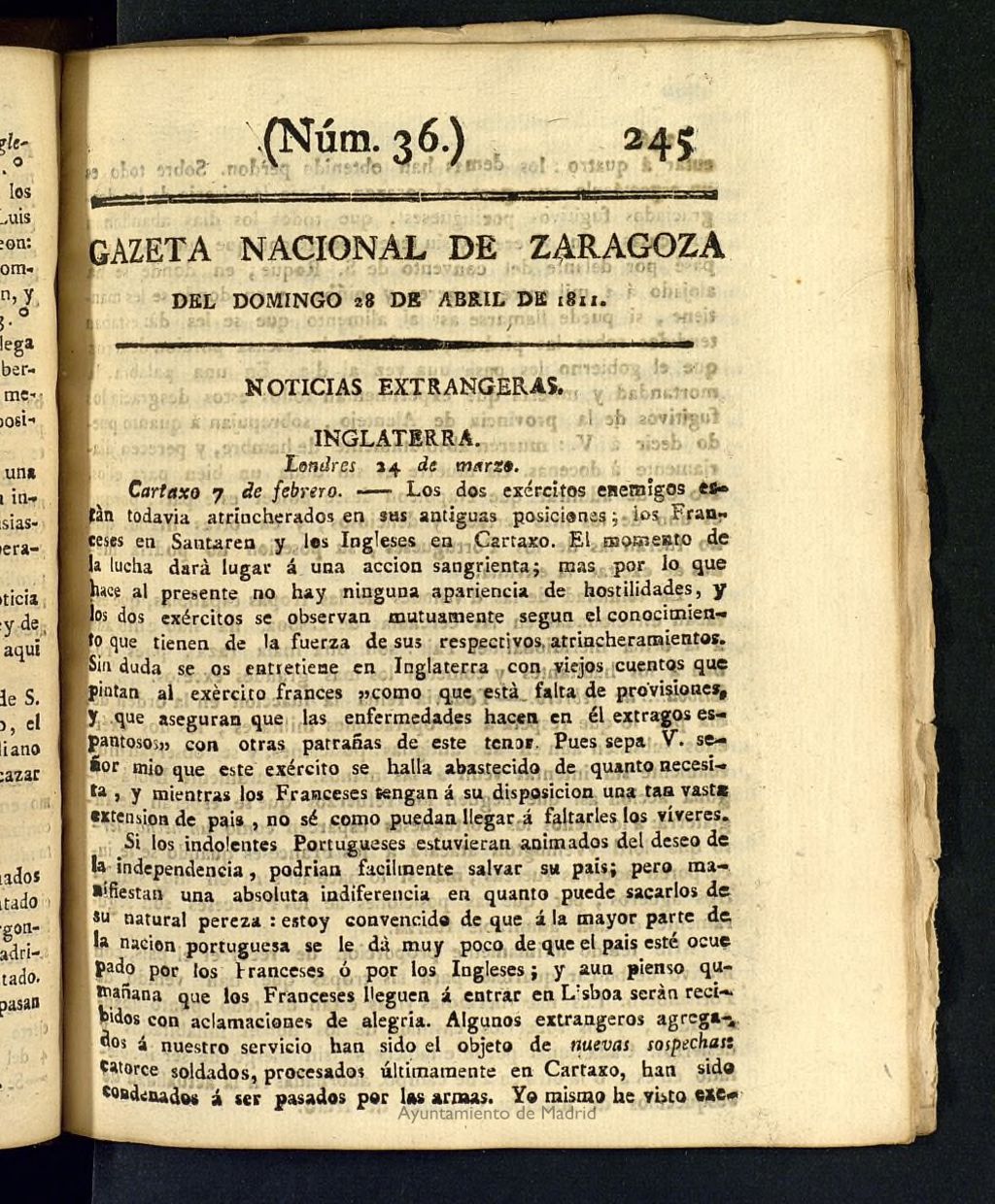 Miniatura de Gazeta de Zaragoza del 28 de abril de 1811