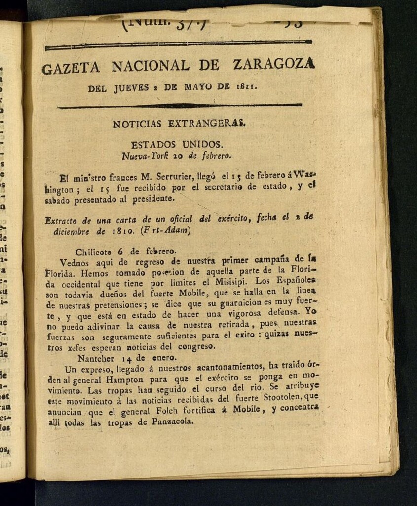 Miniatura de Gazeta de Zaragoza del 2 de mayo de 1811