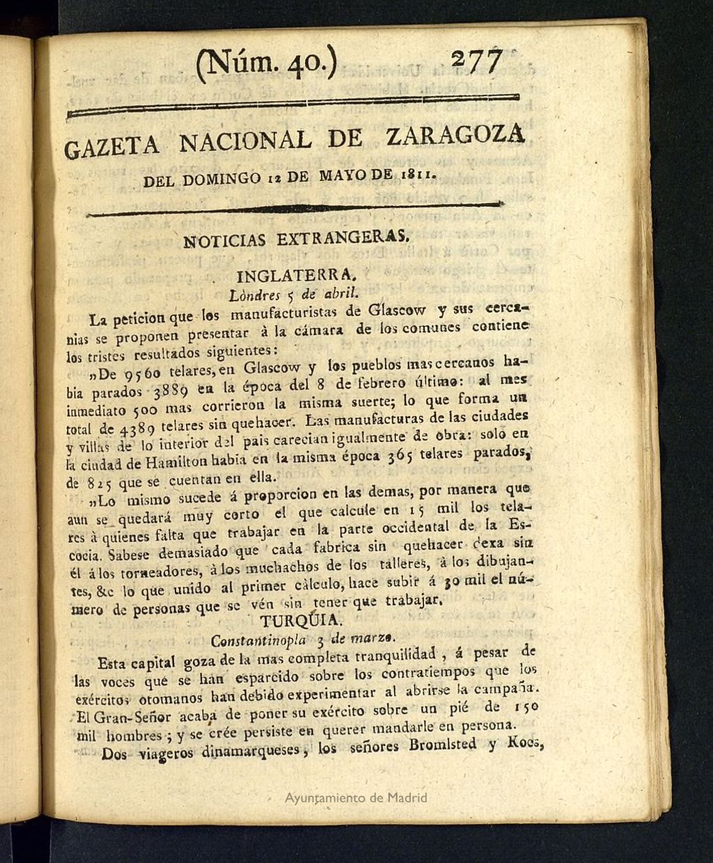 Miniatura de Gazeta de Zaragoza del 12 de mayo de 1811