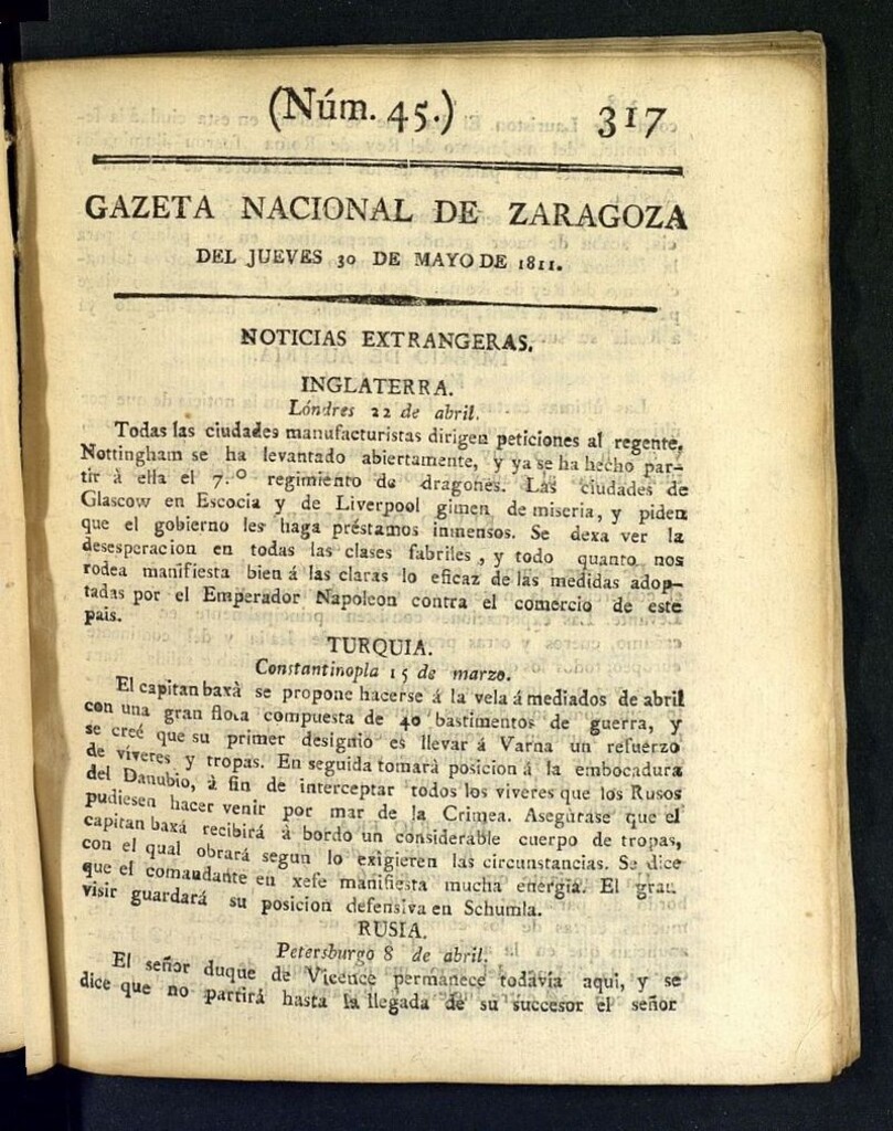 Miniatura de Gazeta de Zaragoza del 30 de mayo de 1811