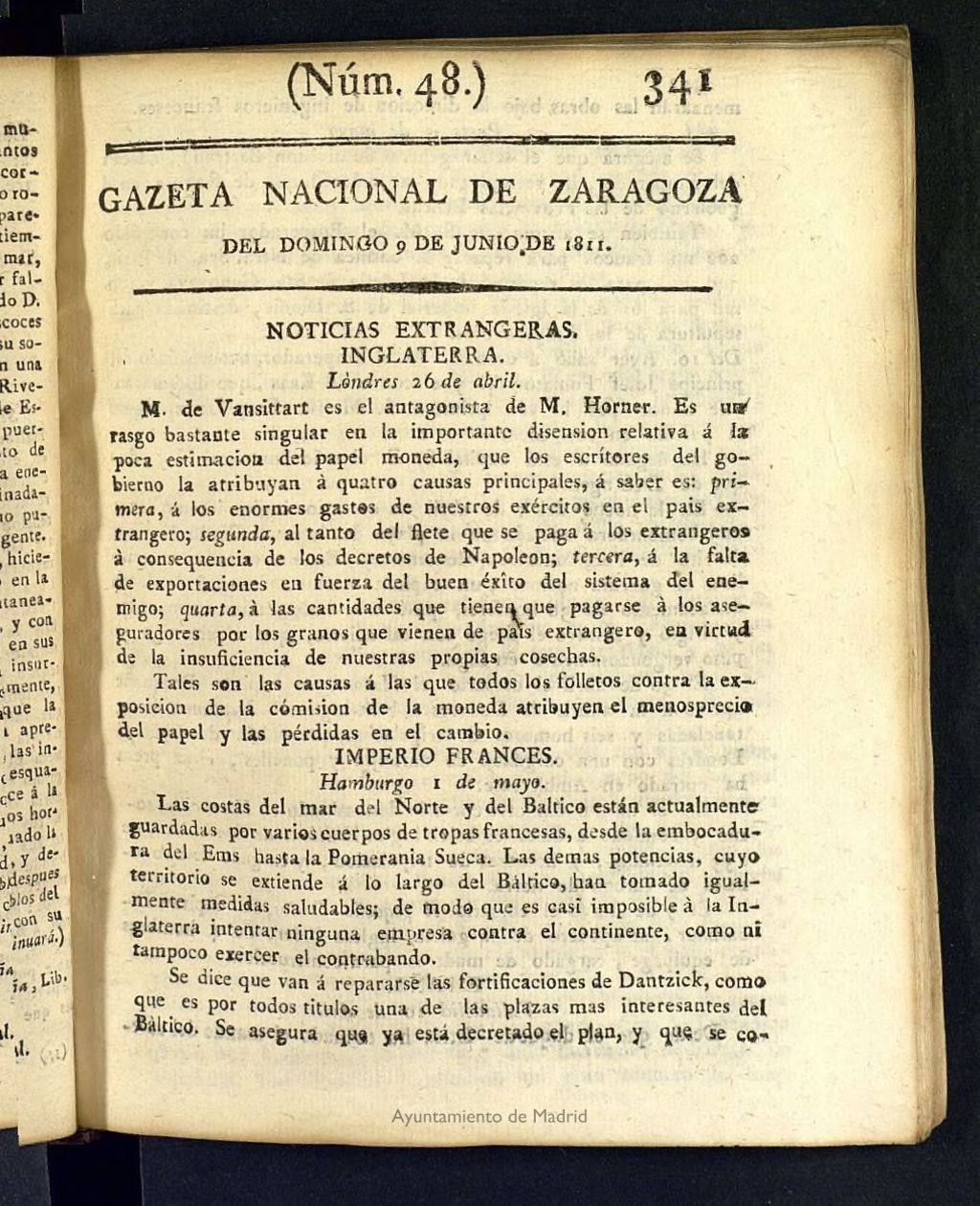 Miniatura de Gazeta de Zaragoza del 9 de junio de 1811
