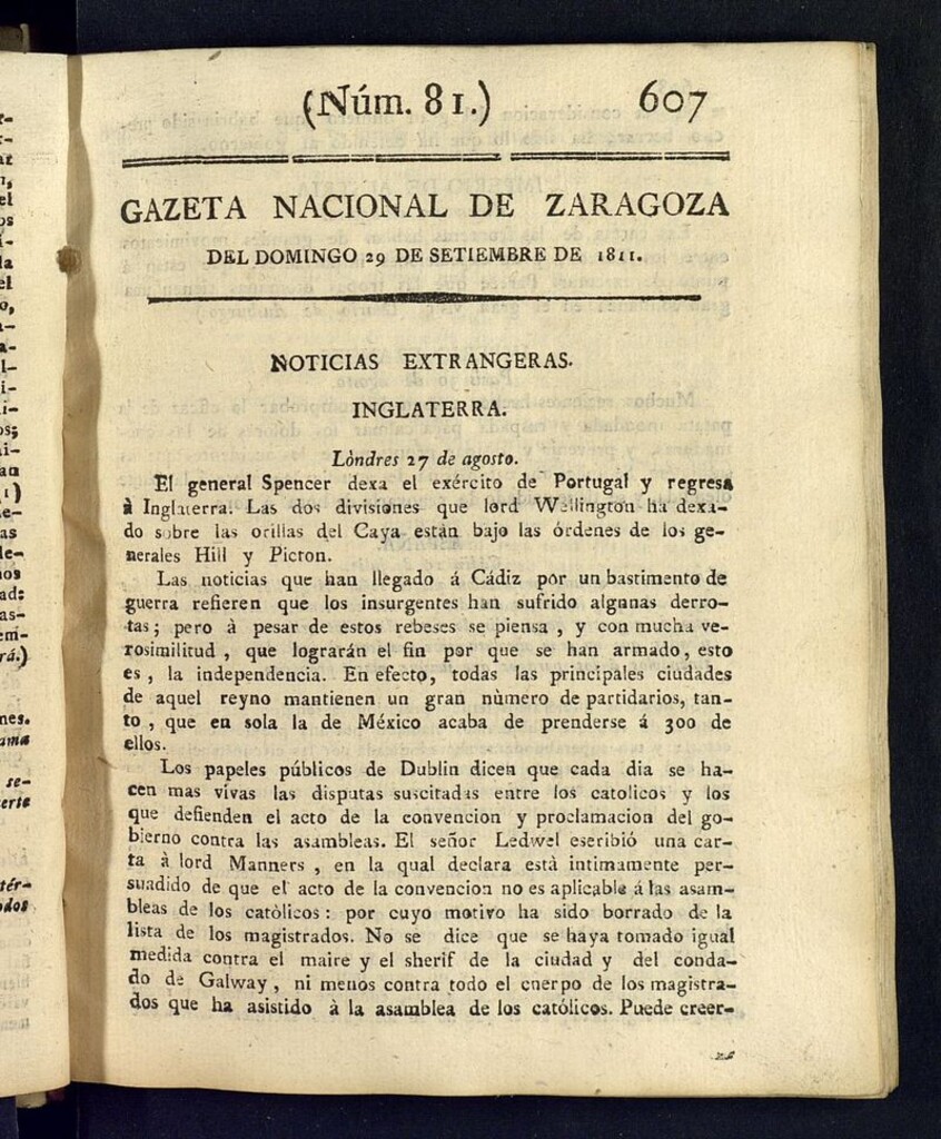 Miniatura de Gazeta de Zaragoza del 29 de septiembre de 1811