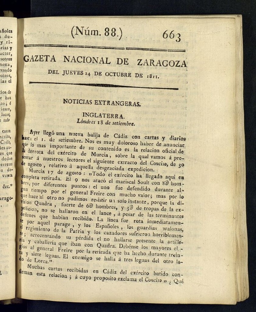 Miniatura de Gazeta de Zaragoza del 24 de octubre de 1811