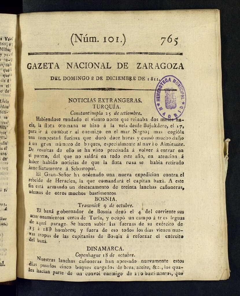 Miniatura de Gazeta de Zaragoza del 8 de diciembre de 1811