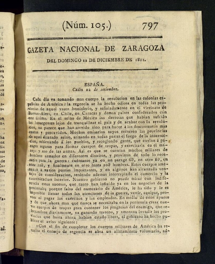 Miniatura de Gazeta de Zaragoza del 22 de diciembre de 1811