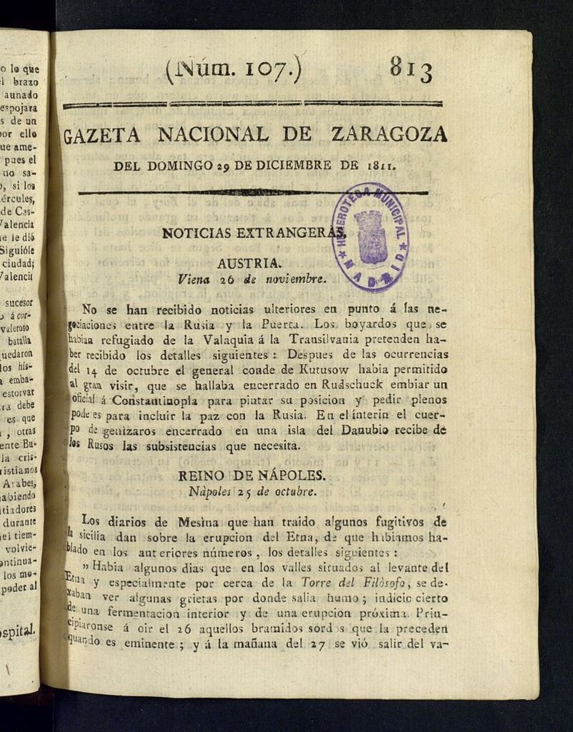 Miniatura de Gazeta de Zaragoza del 29 de diciembre de 1811
