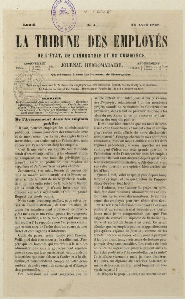 Miniatura de La Tribune des Employés del 24 de abril de 1848, nº 4