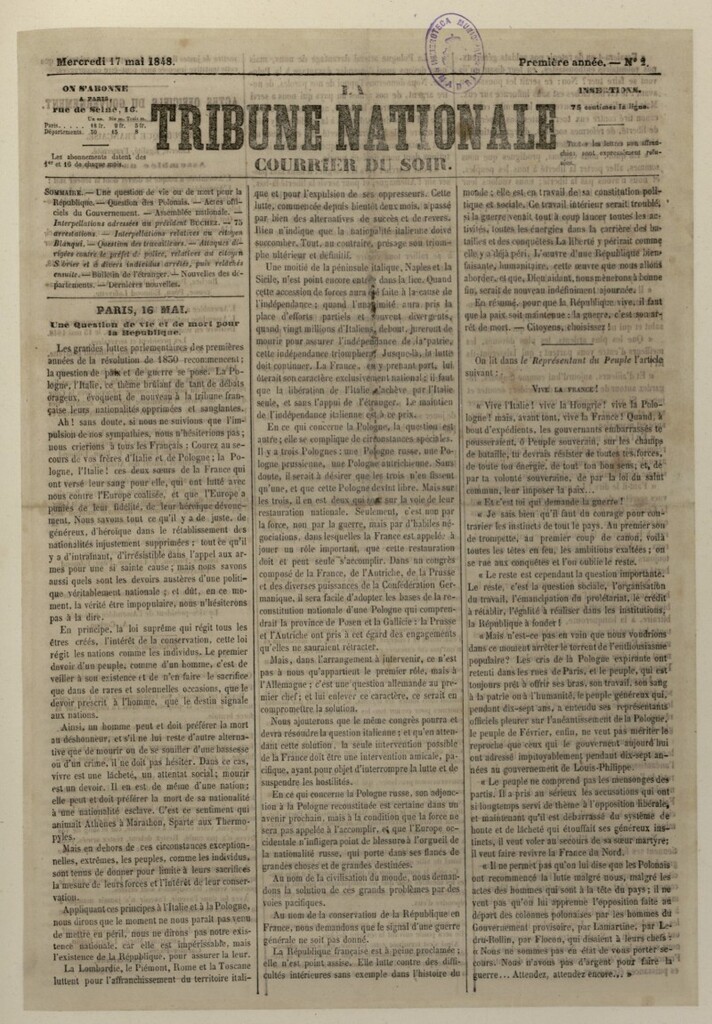 Miniatura de La Tribune Nationale : courrier du soir del 17 de mayo de 1848, nº 2