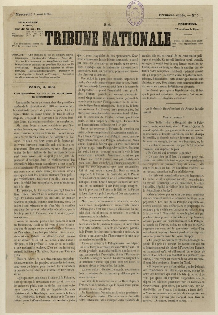 Miniatura de La Tribune Nationale del 17 de mayo de 1848, nº 3