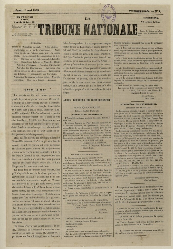 Miniatura de La Tribune Nationale del 18 de mayo de 1848, nº 4
