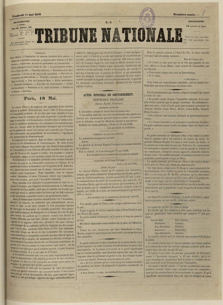 Miniatura de La Tribune Nationale del 19 de mayo de 1848, nº 5