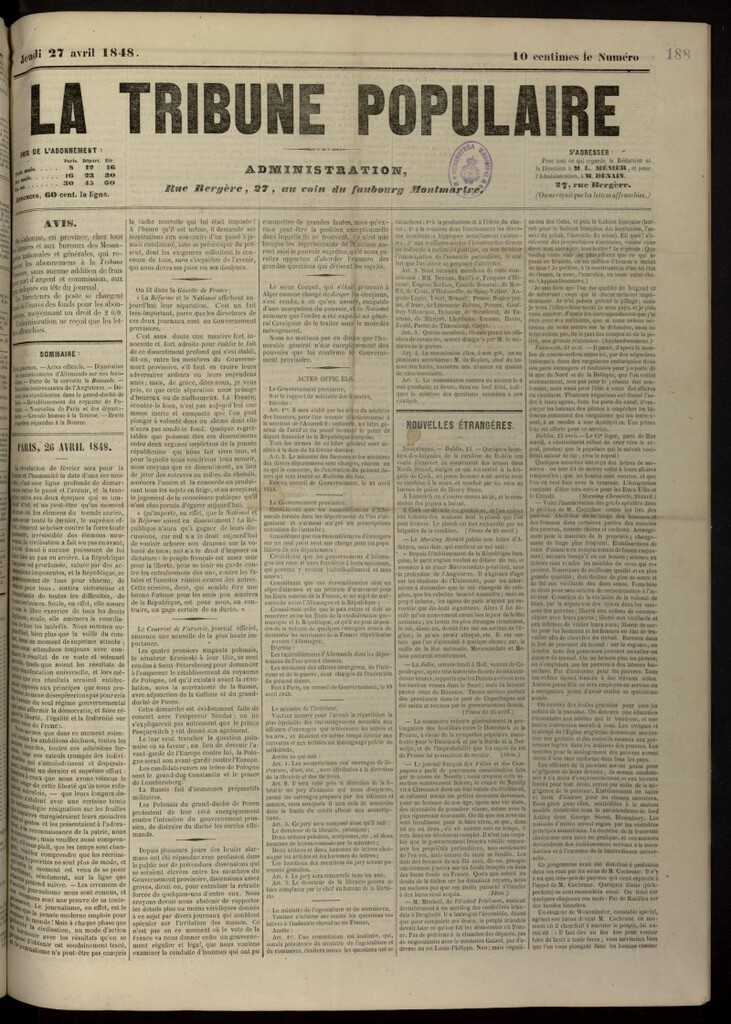 Miniatura de La Tribune Populaire del 27 de abril de 1848