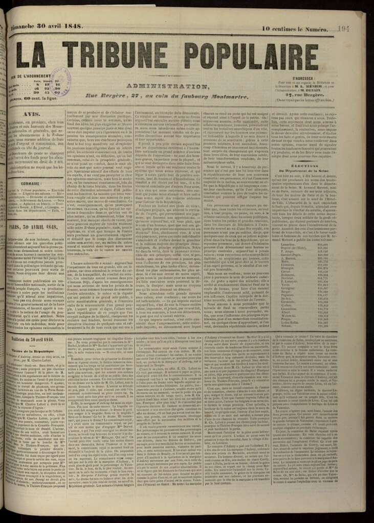 Miniatura de La Tribune Populaire del 30 de abril de 1848