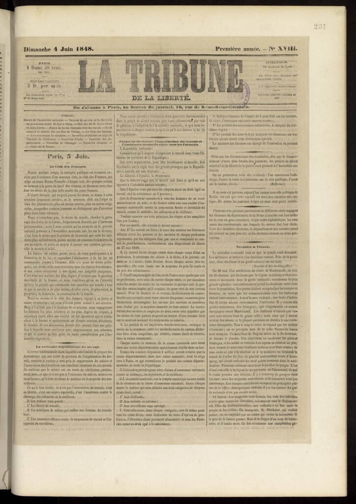 Miniatura de La Tribune du Peuple del 4 de junio de 1848, nº 18