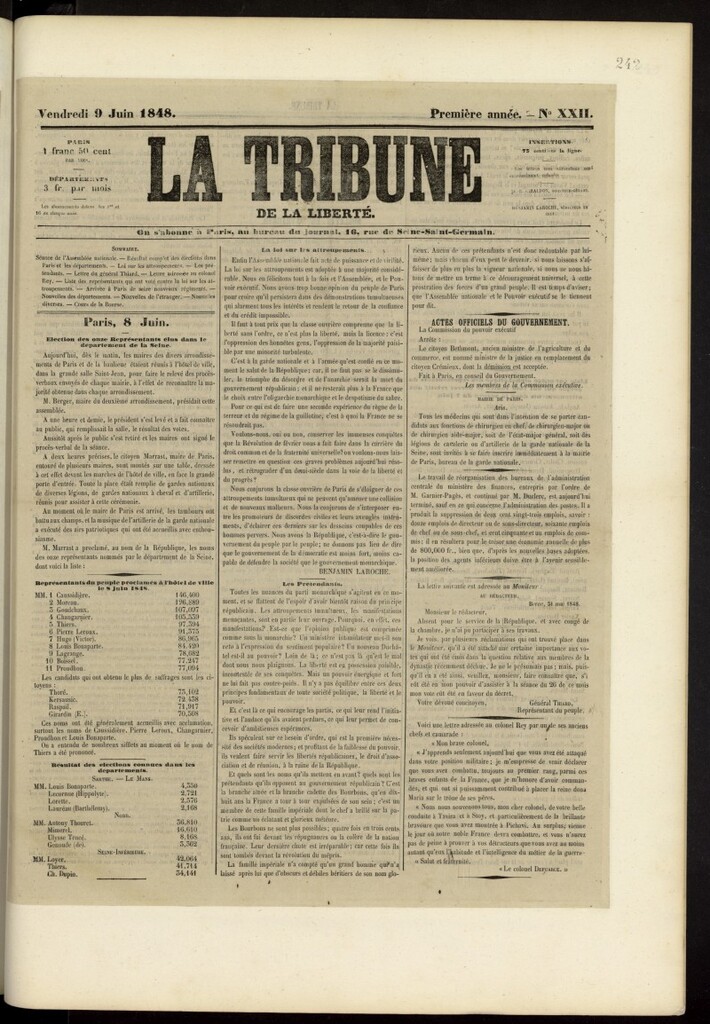 Miniatura de La Tribune du Peuple del 9 de junio de 1848, nº 22