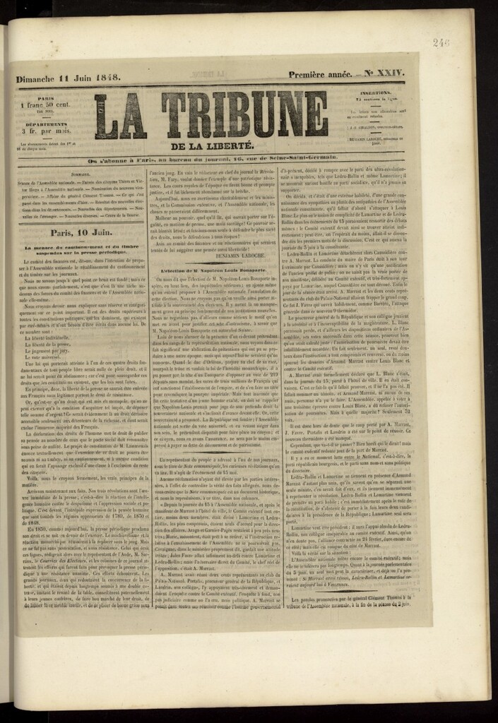 Miniatura de La Tribune du Peuple del 11 de junio de 1848, nº 24