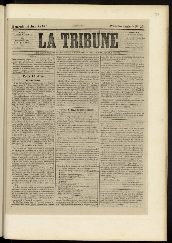 Miniatura de La Tribune du Peuple del 14 de junio de 1848, nº 26