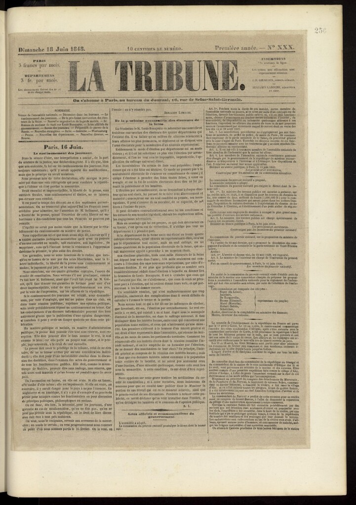 Miniatura de La Tribune du Peuple del 18 de junio de 1848, nº 30