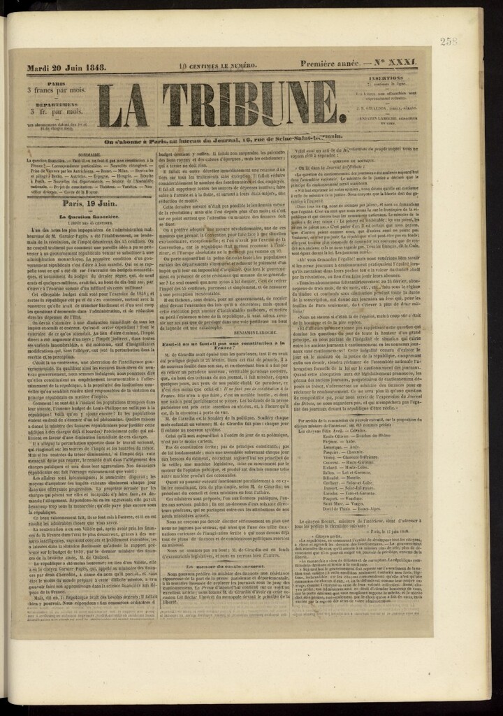 Miniatura de La Tribune du Peuple del 20 de junio de 1848, nº 31