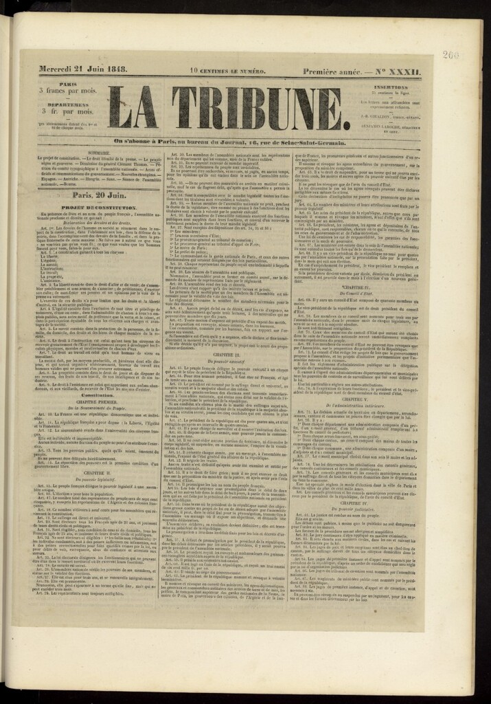 Miniatura de La Tribune du Pouple del 21 de junio de 1848, nº 32