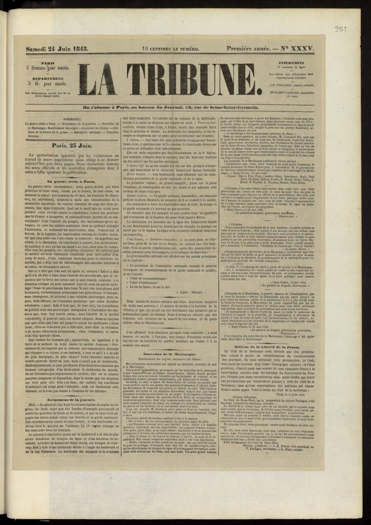 Miniatura de La Tribune du Peuple del 24 de junio de 1848, nº 35