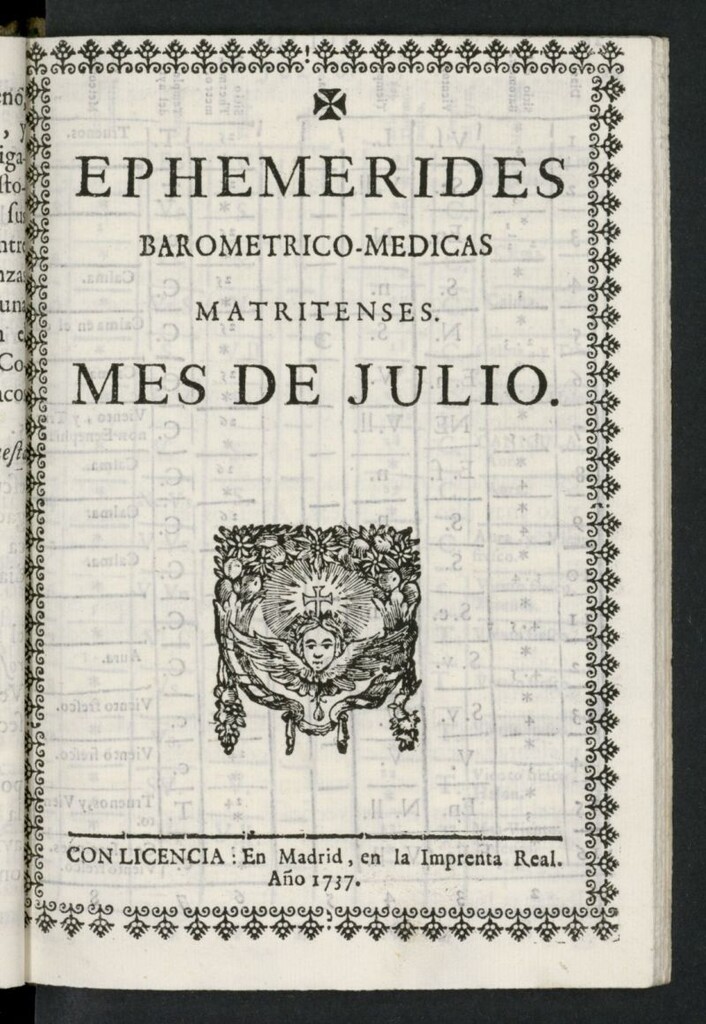 Miniatura de Ephemmérides barométrico-médicas matritenses de julio de 1737