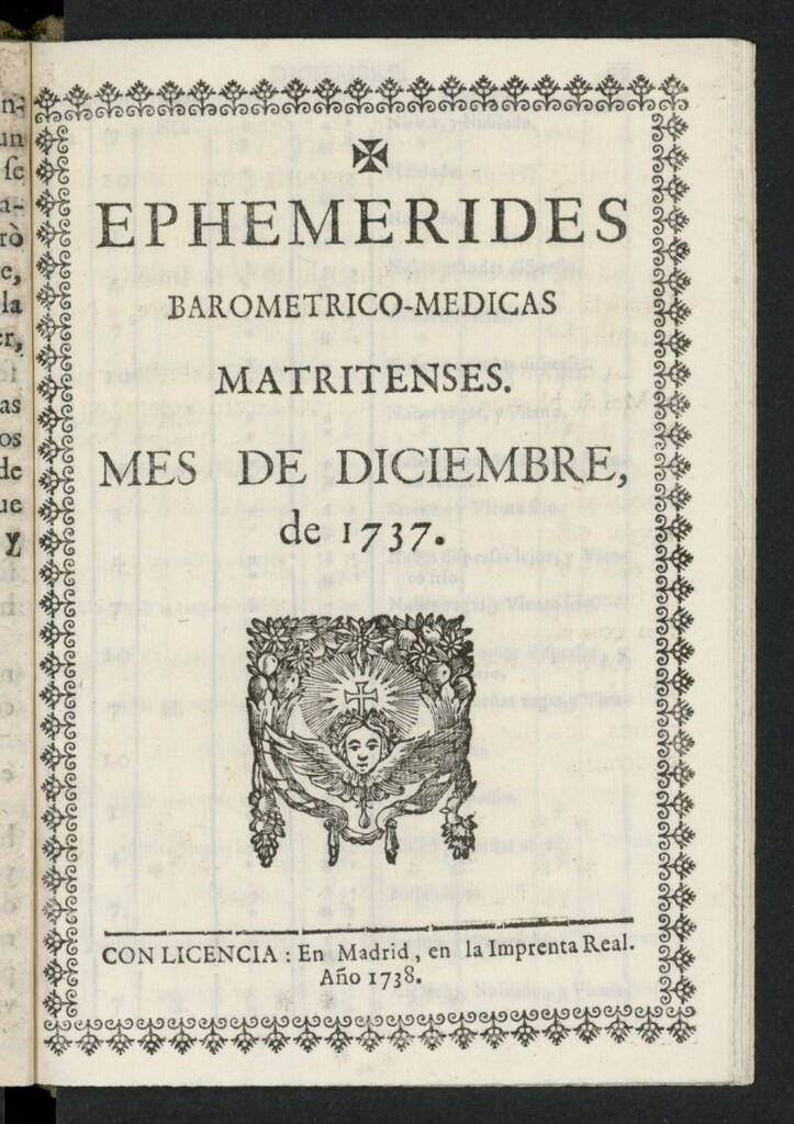 Miniatura de Ephemmérides barométrico-médicas matritenses de diciembre de 1737
