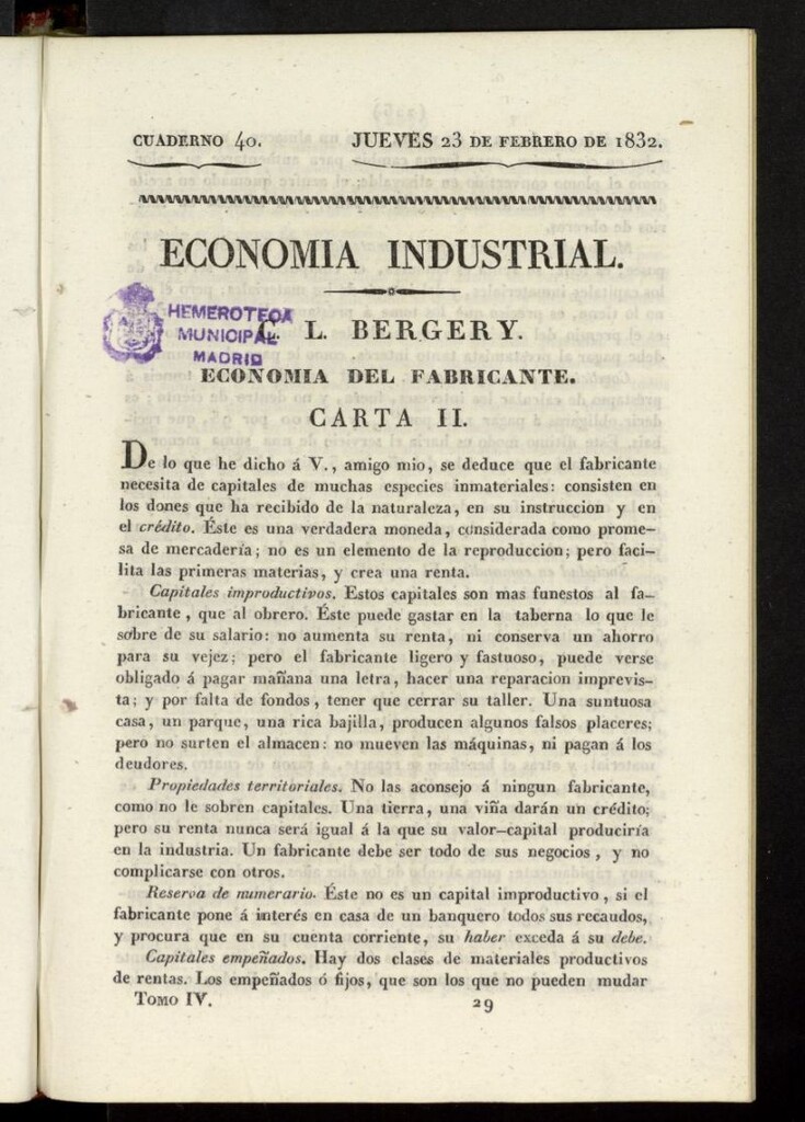 Miniatura de Cartas Españolas del 23 de febrero de 1832, cuaderno 40
