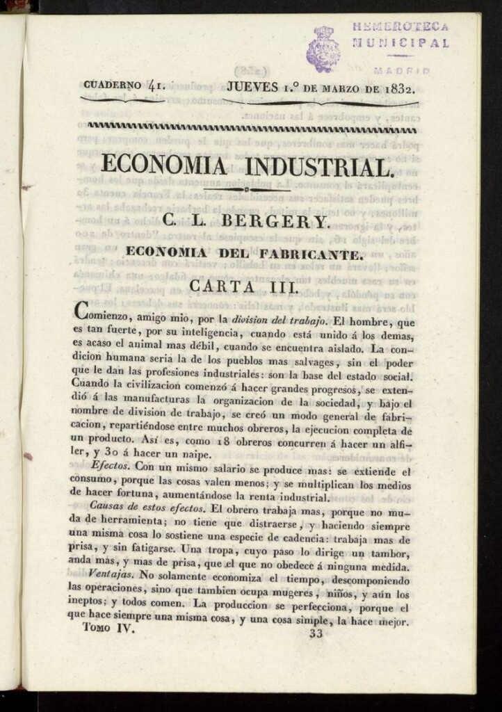 Miniatura de Cartas Españolas del 1 de marzo de 1832, cuaderno 41