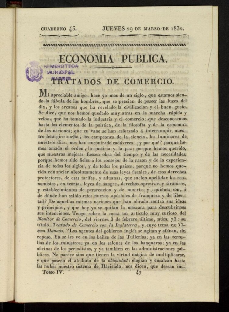 Miniatura de Cartas Españolas del 29 de marzo de 1832, cuaderno 45